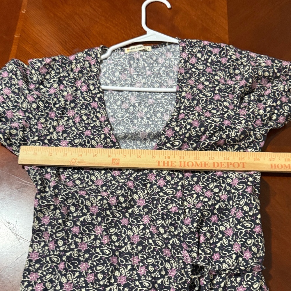 Marine Layer hemp emylyn Black Floral wrap Midi Dress pockets - Picture 15 of 15